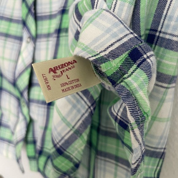 NWT - Arizona Jeans - Long-Sleeved Button Down Plaid Shirt - Large - Picture 14 of 14
